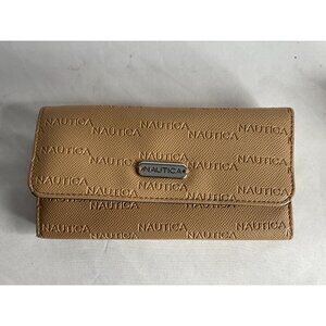 Nautica Clutch Long Wallet Trifold Women's Beige RFID Safe